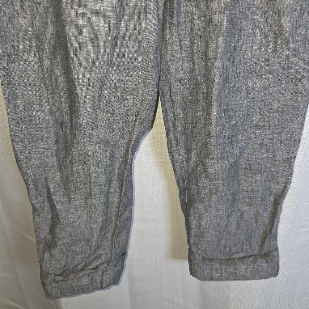 Athleta Bali Ankle Pants Womens Size 10 Linen Gray Pockets Rolled Cuff Ankle - Picture 7 of 12